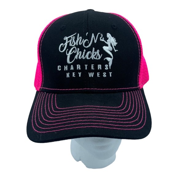 Paramount Apparel Snapback Hat FISH’N CHICKS Charters Key West Florida Pink - Picture 1 of 7